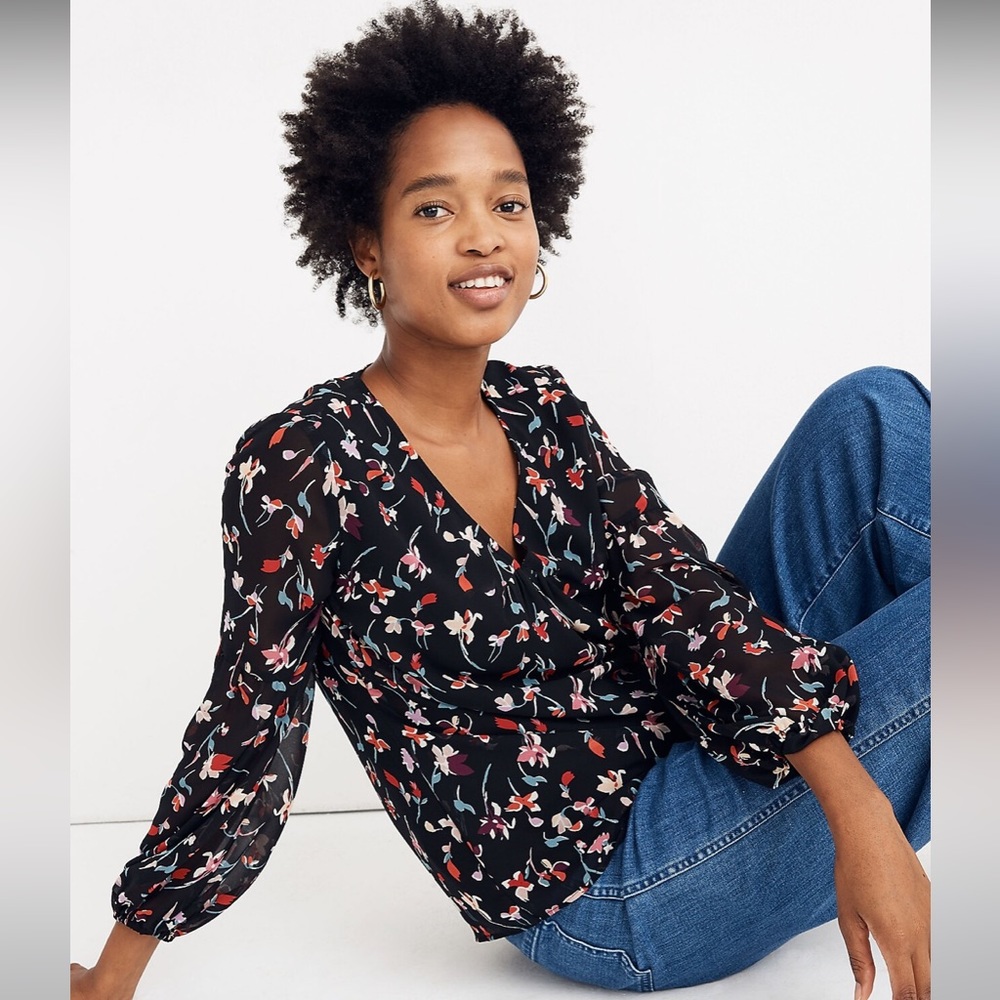 Madewell V Neck Top in Drifting Flowers